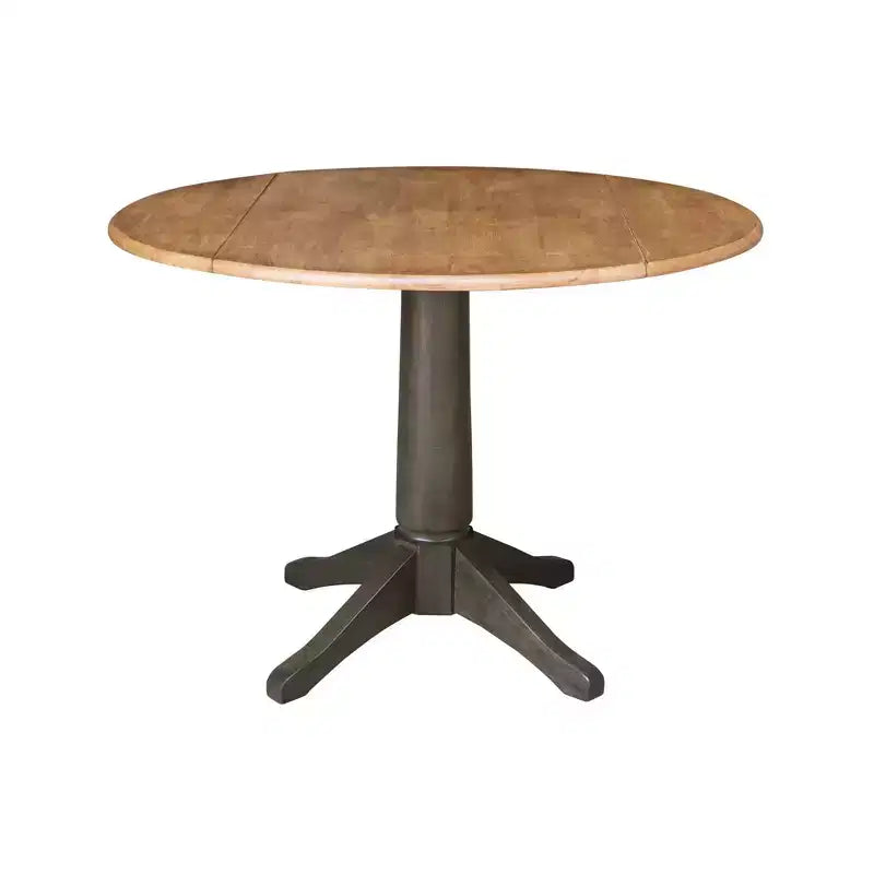 Tavolo da pranzo rotondo con doppia ribalta da 42" con 2 sedie con schienale a fascia - International Concepts: Compatto, Base a piedistallo
