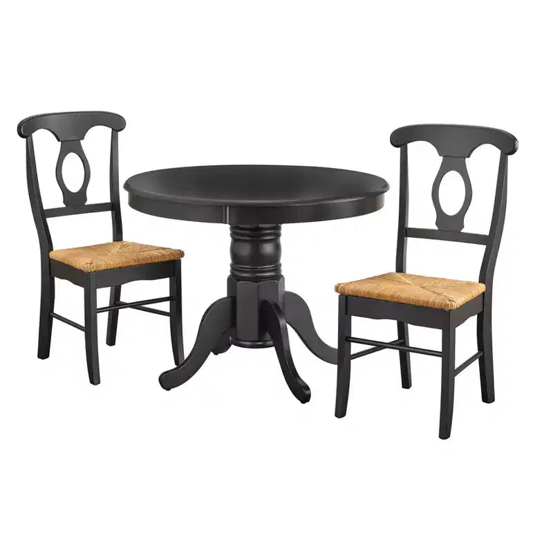 Buylateral 3pc Thorton Farmhouse 40" Round Dining Set Black