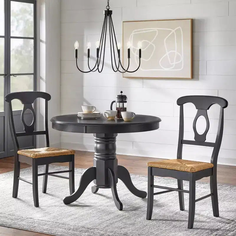 Buylateral set da pranzo Thorton Farmhouse nero rotondo da 40" 3 pezzi