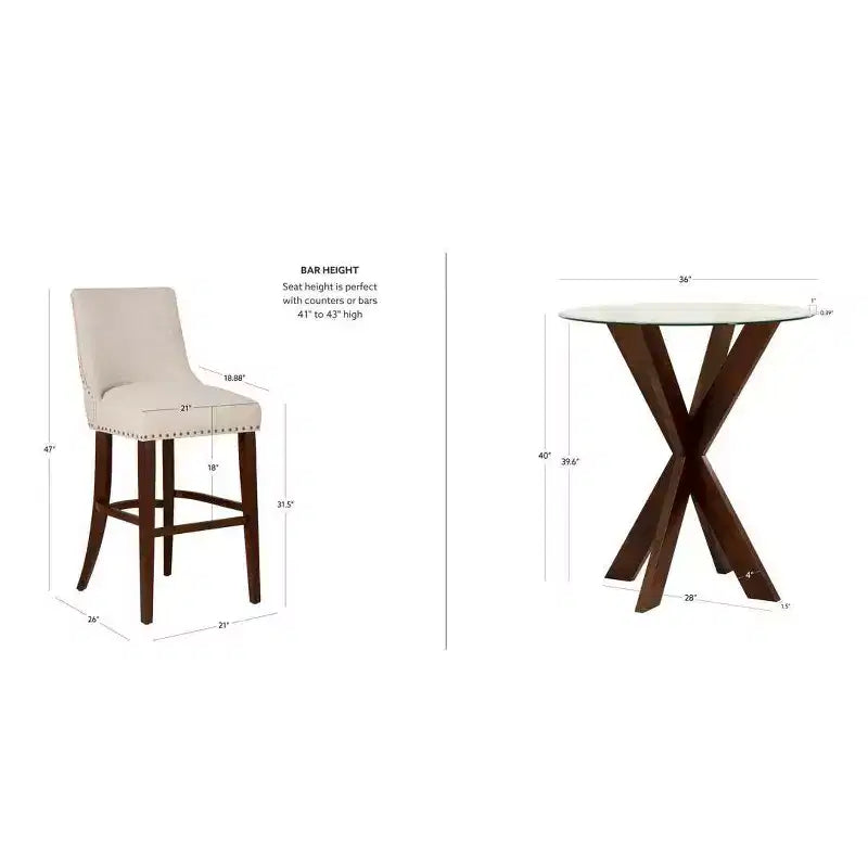 Set da pranzo Axbridge da 3 pezzi Powell Espresso/Naturale