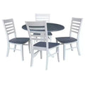 International Concepts 42" Carlisle Dual Drop Leaf Dining Table with 4 Ladderback Chairs White/Heather Gray: Hardwood Frame, Pedestal Base