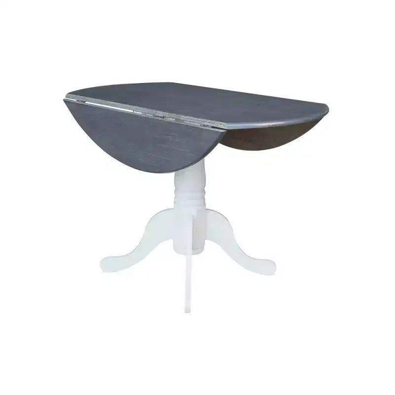 International Concepts 42" Carlisle Tavolo da pranzo a doppia ribalta con 4 sedie con schienale a pioli Bianco/Grigio Brughiera: Struttura in legno massello, Base a piedistallo
