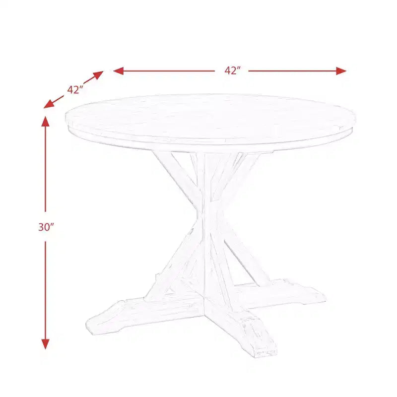 Set da pranzo 5 pezzi rotondo Keaton altezza standard con 4 sedie Beach - Picket House Furnishings: design rustico con piedistallo