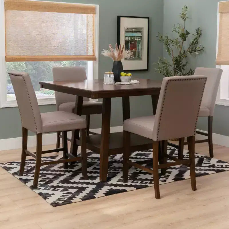 Set da pranzo Powell Barnes altezza bancone 5 pezzi marrone