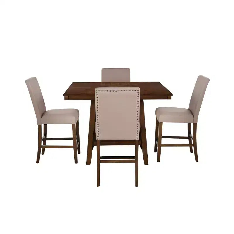 Set da pranzo Powell Barnes altezza bancone 5 pezzi marrone