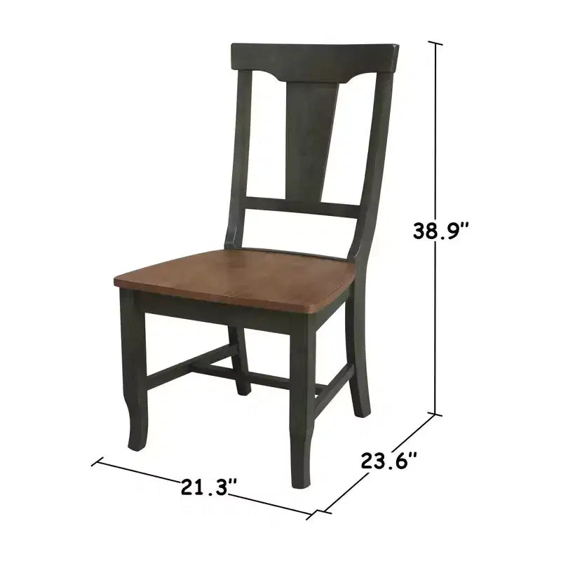 Tavolo da pranzo rotondo con 2 ante a ribalta da 42" con 2 sedie con schienale a pannello in Hickory/Antracite lavato - International Concepts