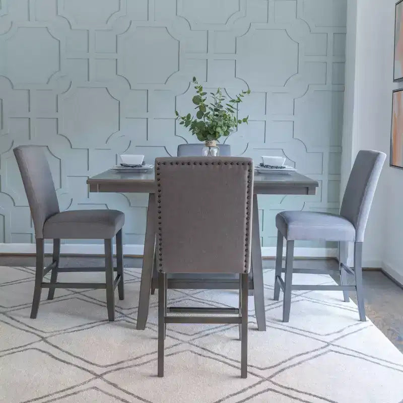 Set da pranzo Powell Barnes altezza bancone 5 pezzi grigio