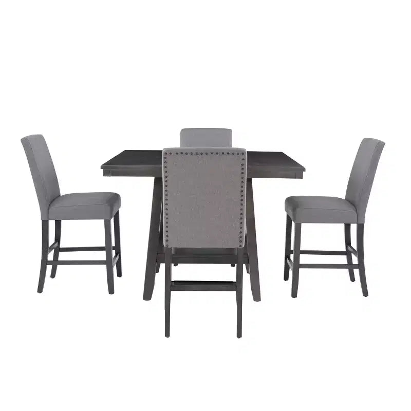 Set da pranzo Powell Barnes altezza bancone 5 pezzi grigio