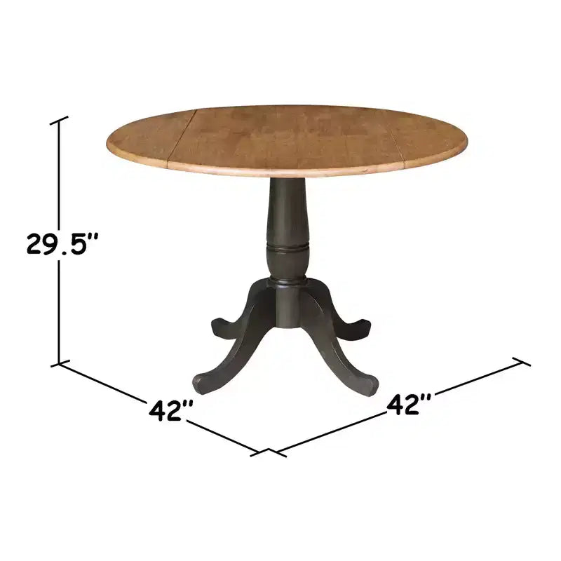Tavolo da pranzo doppio ribaltabile 42" con 4 sedie con schienale a pannelli in noce americano/carbone lavato - International Concepts