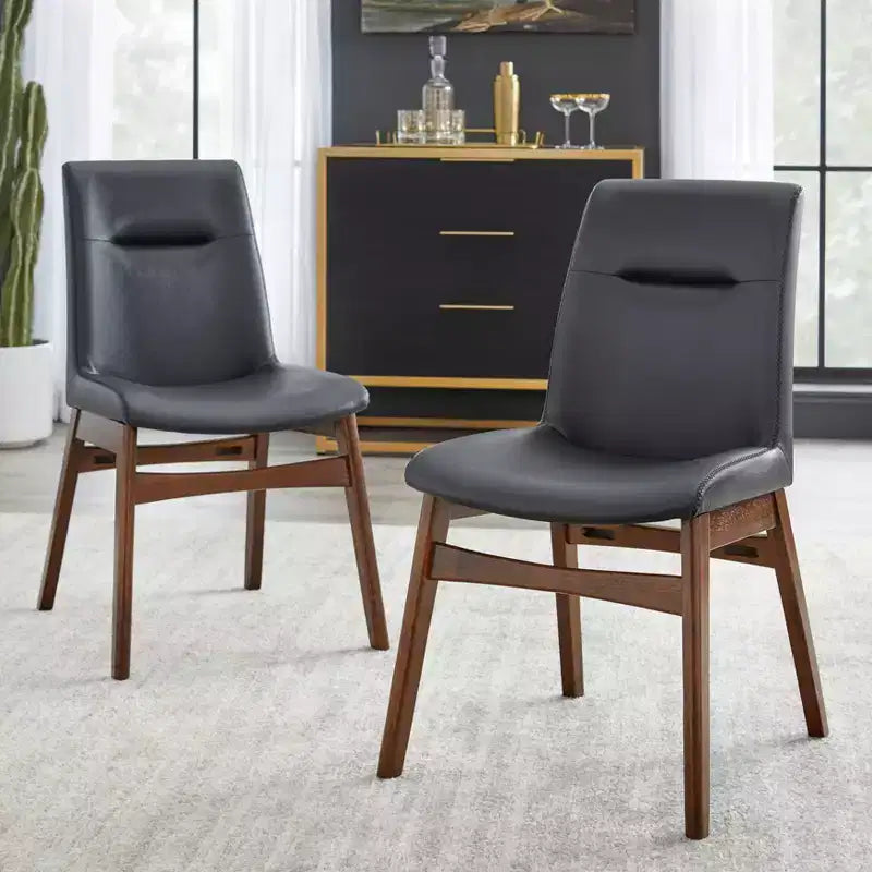 Tavolo da pranzo quadrato Buylateral Vance Mid-Century Modern 39,3" con bordi arrotondati, nero/noce