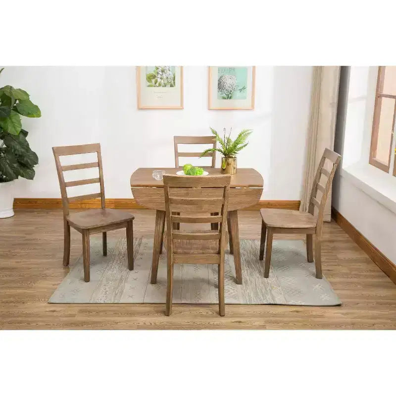 Set da pranzo 5 pezzi Boulder Barnwood Wire Brush - Boraam: Costruzione in legno di gomma, stile rustico, 4 posti a sedere