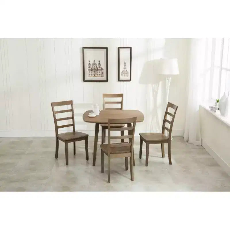 Set da pranzo 5 pezzi Boulder Barnwood Wire Brush - Boraam: Costruzione in legno di gomma, stile rustico, 4 posti a sedere
