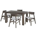 Buylateral 5pc Gogi Modern Rectangular Dining Set Gray: Rustic Finish, Ash Wood Veneer, 4 Upholstered Chairs