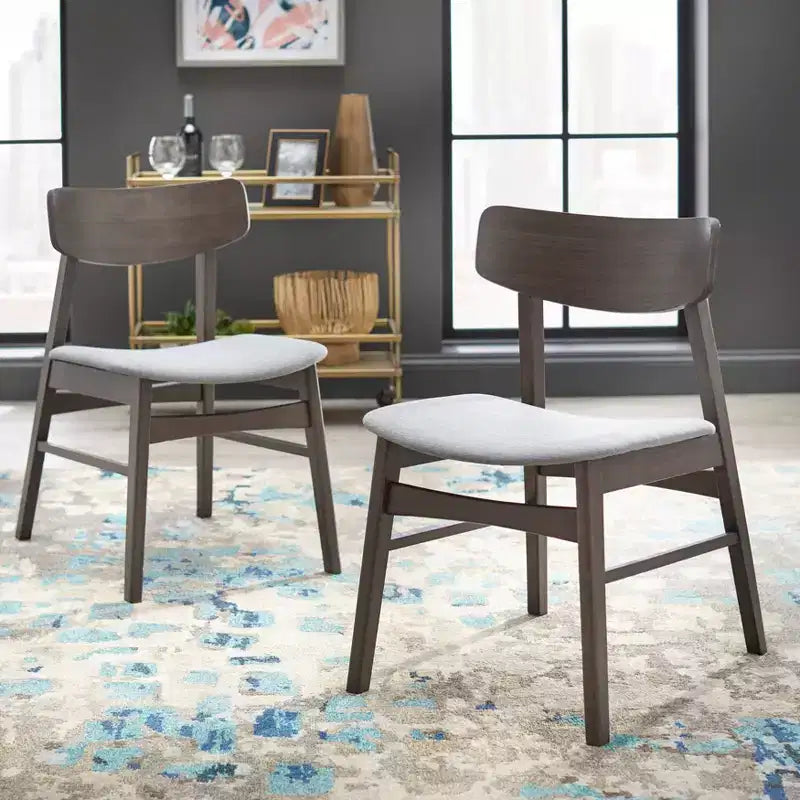 Buylateral Set da pranzo moderno rettangolare 5 pezzi Gogi Grigio: Finitura rustica, Impiallacciatura in legno di frassino, 4 sedie imbottite