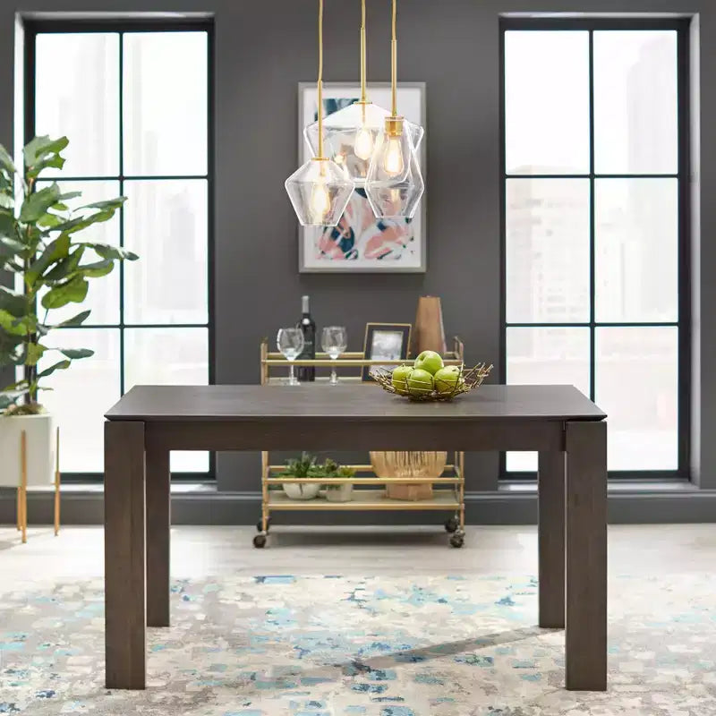Buylateral Set da pranzo moderno rettangolare 5 pezzi Gogi Grigio: Finitura rustica, Impiallacciatura in legno di frassino, 4 sedie imbottite