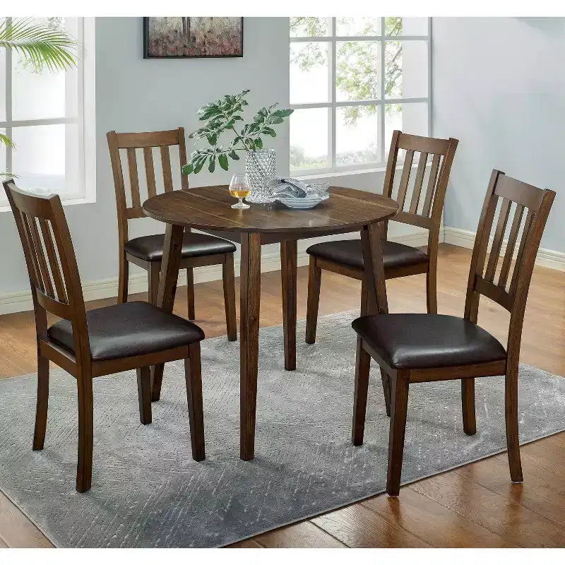 Tavolo da pranzo rotondo imbottito Hedgecrow 5 pz, marrone scuro - HOMES: Inside + Out