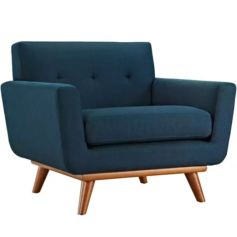 Set di 2 pezzi con poltrona e pouf Engage Azure - Modway: comodo set di sedute imbottite, montaggio senza attrezzi