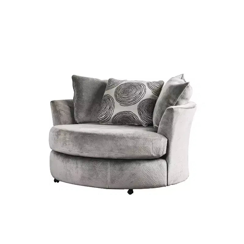 3pc Mauricio Microfiber Loveseat and Sofa Set with Accent Chair Set Gray/Pattern - Furniture Of America: Plush Upholstered, Transitional Style