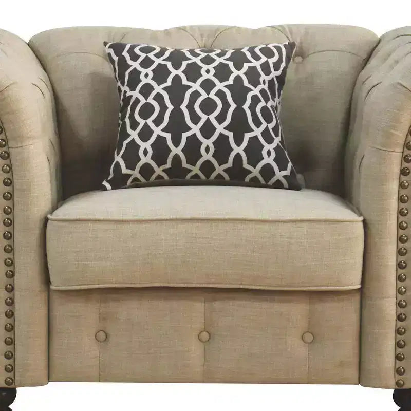 Sedie d'accento Aurelia in lino beige