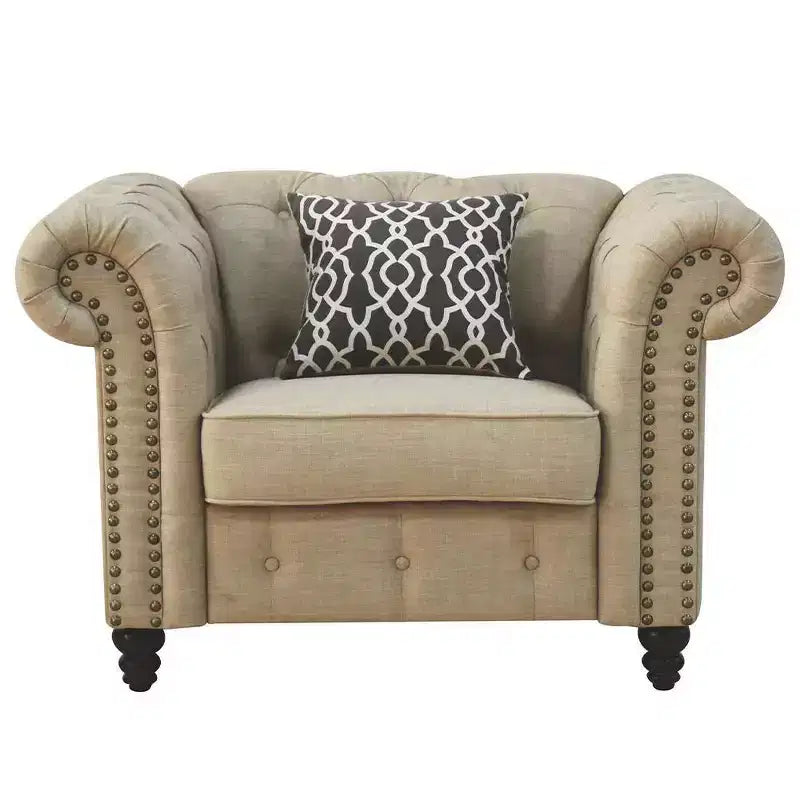 Sedie d'accento Aurelia in lino beige