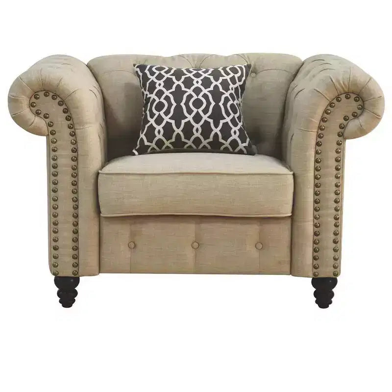 Sedie d'accento Aurelia in lino beige