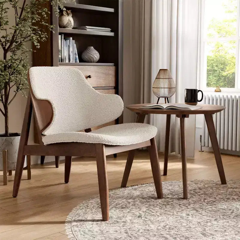 HOMES: Inside + Out 2pc Creekside Mid-Century Modern Accent Table Set with Chair Walnut