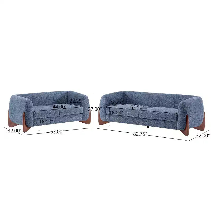 Christopher Knight Home Lucy, moderan tapecirani komplet sofa s trosjedom i dvosjedom, plava