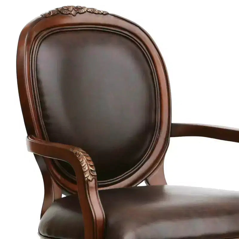 Poltrona in pelle Comfort Pointe Bradford, marrone: rivestita, design tradizionale, struttura in legno, imbottitura in schiuma