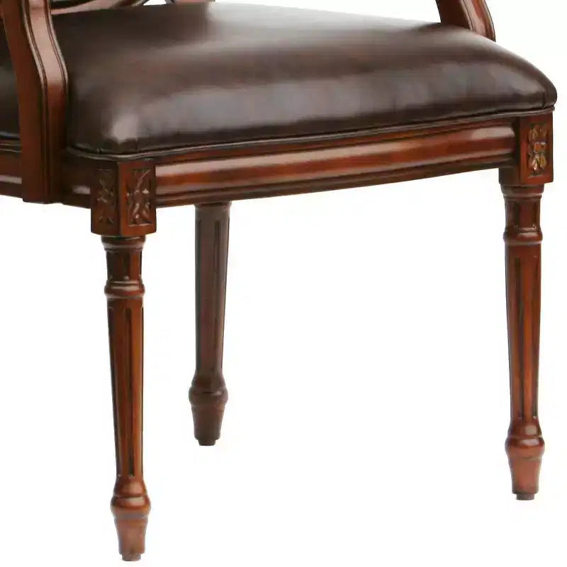 Poltrona in pelle Comfort Pointe Bradford, marrone: rivestita, design tradizionale, struttura in legno, imbottitura in schiuma