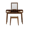 Linon Callie Solid Wood Vanity with Stool: Bohemian Design, Flip Mirror, Storage Space