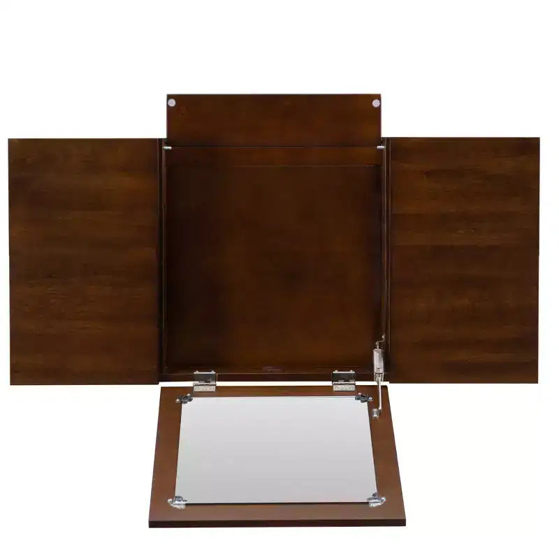 Linon Callie Toeletta in Legno Massello con Sgabello: Design Bohemien, Specchio Ribaltabile, Spazio Contenitore