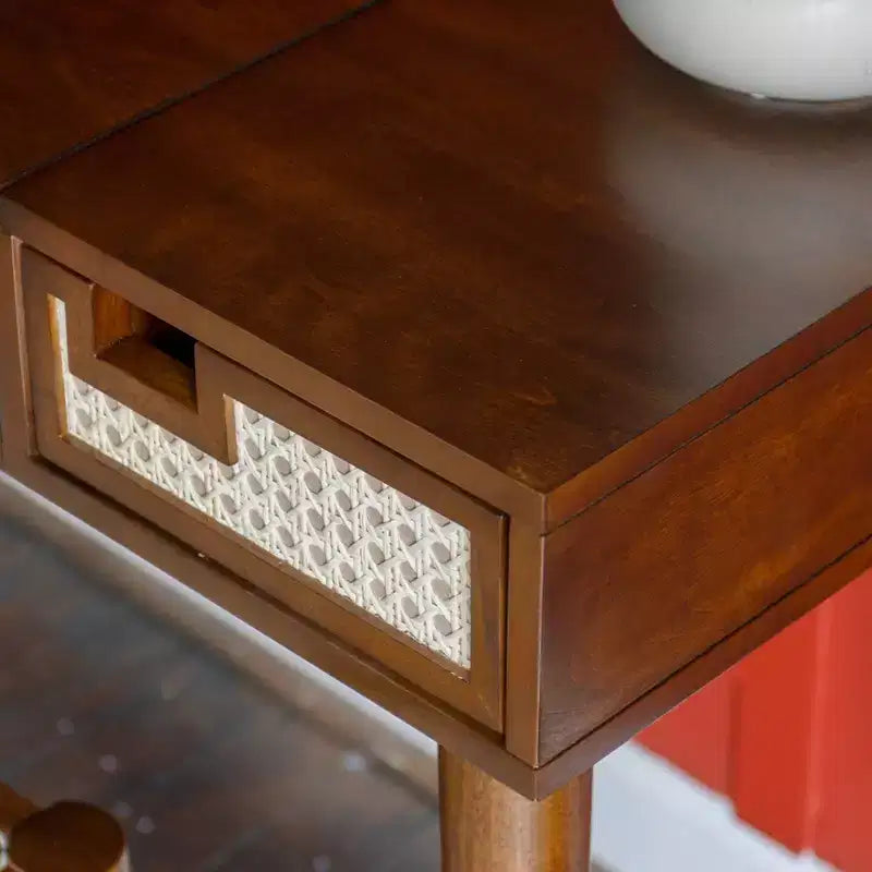 Linon Callie Toeletta in Legno Massello con Sgabello: Design Bohemien, Specchio Ribaltabile, Spazio Contenitore