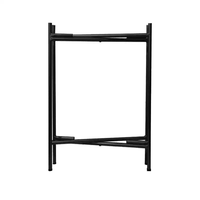 15" Modern Side End Table Metal Round Tray Top Foldable Legs Black