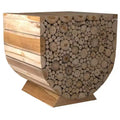 East at Main 22" Augusta Side Table Tan: Reclaimed Munggur Wood, U-Shaped, No Assembly Required