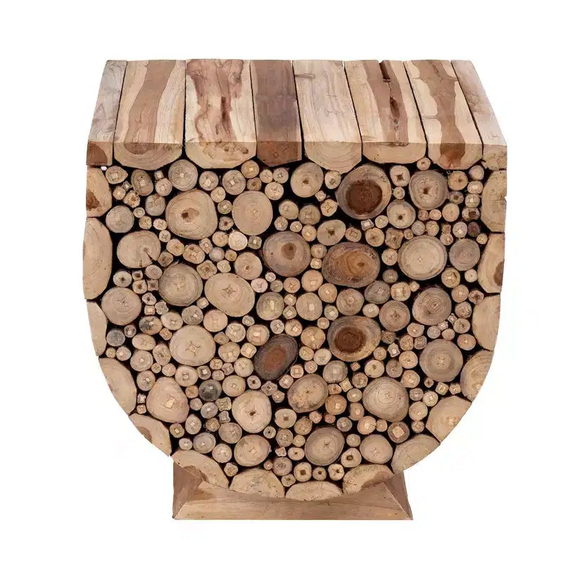 Tavolino Augusta 56cm East at Main Marrone: Legno Munggur Riciclato, a U, Nessun Montaggio Richiesto