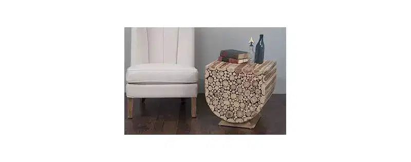 Tavolino Augusta 56cm East at Main Marrone: Legno Munggur Riciclato, a U, Nessun Montaggio Richiesto