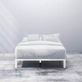 Queen 14" Metal Platform Bed Frame White: No Box Spring, Steel Construction, 700 lbs Capacity