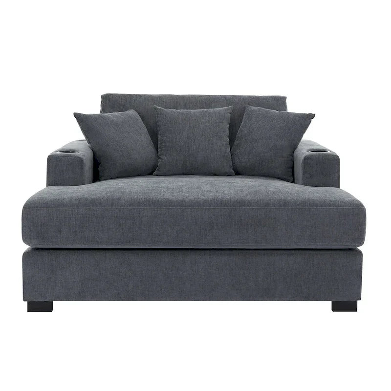 Extra grote chaise longue met kussens, verkrijgbaar in drie maten