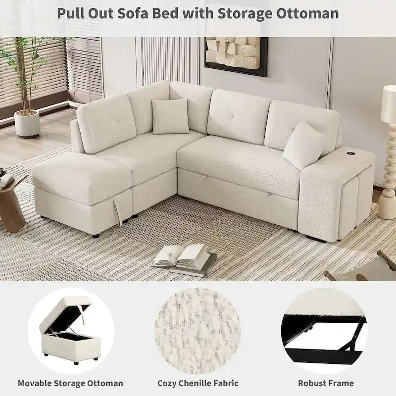 Modularna sofa na razvlačenje s tabureom za odlaganje, višenamjenski ležaj za dnevnu sobu