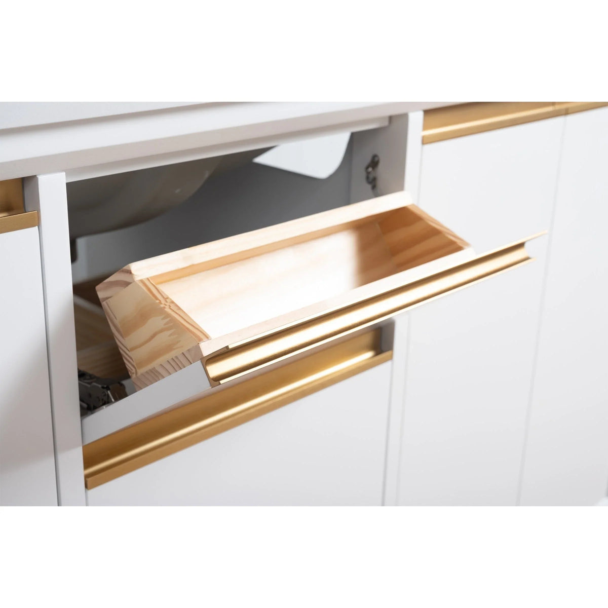 Badunterschrank von Vanity Art mit Keramikwaschbecken und Kunstmarmorplatte