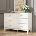 Timechee 6 Drawer 47.2W Double Dresser Solid Wood Legs Lacquer Chest