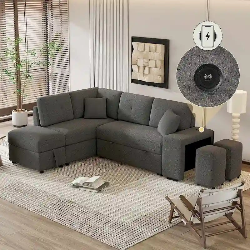 Modularna sofa na razvlačenje s tabureom za odlaganje, višenamjenski ležaj za dnevnu sobu