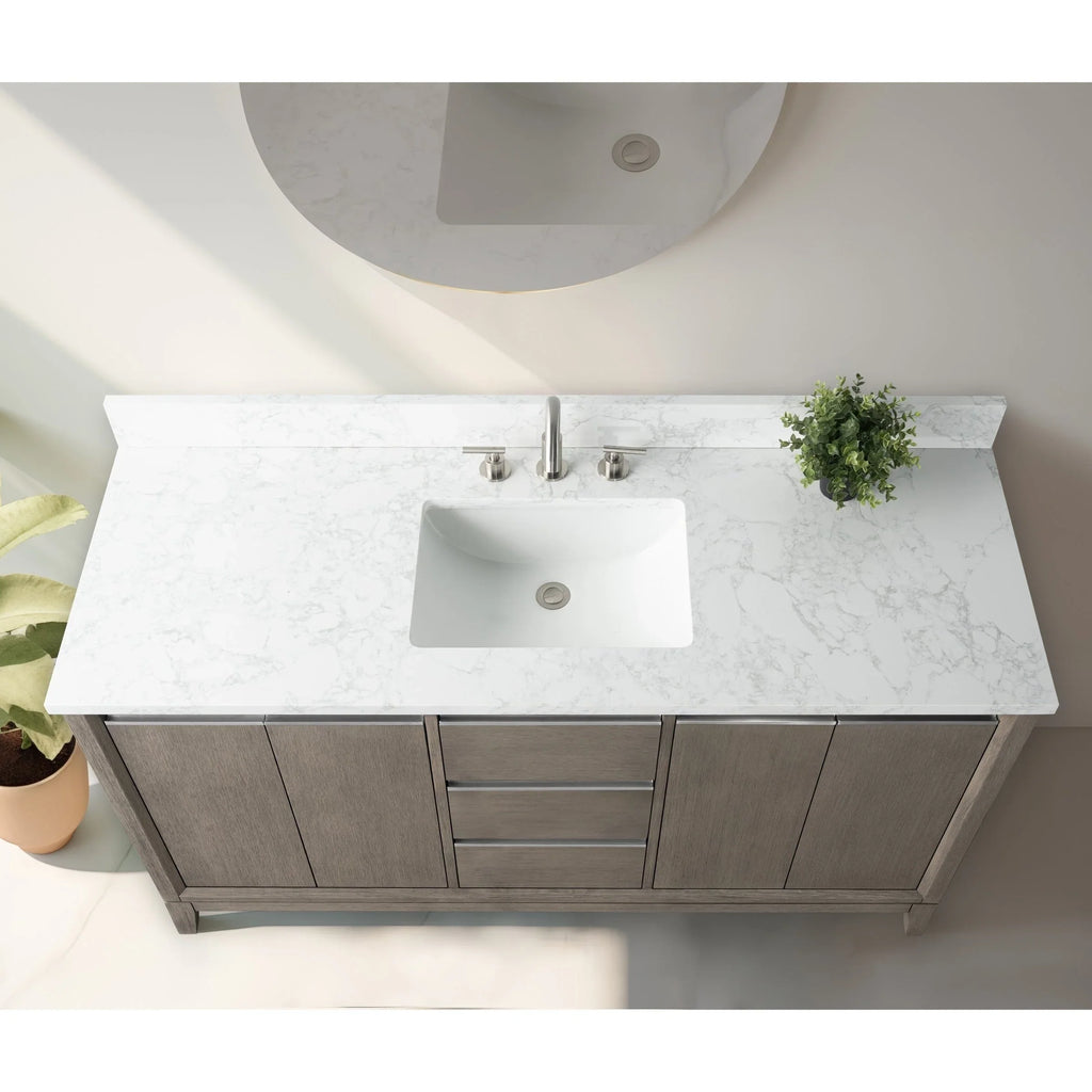 Badunterschrank von Vanity Art mit Keramikwaschbecken und Kunstmarmorplatte