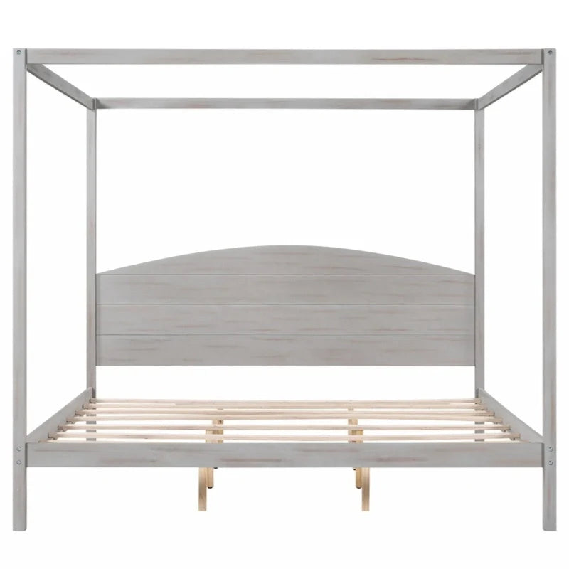 Letto a piattaforma a baldacchino King Size con testiera e gambe di supporto