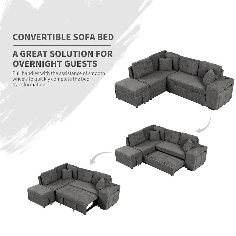 Modularna sofa na razvlačenje s tabureom za odlaganje, višenamjenski ležaj za dnevnu sobu