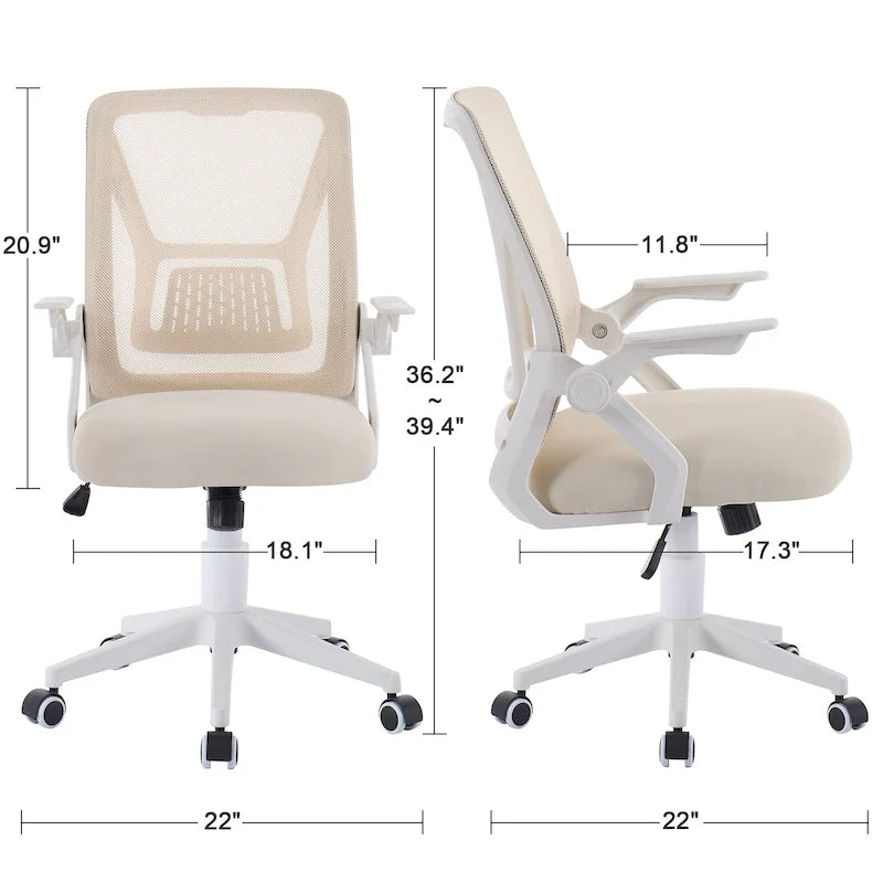 Javlergo Sedia da Ufficio Girevole a Schienale Medio con Supporto Lombare, Sedia da Scrivania Ergonomica da Computer in Rete con Braccioli