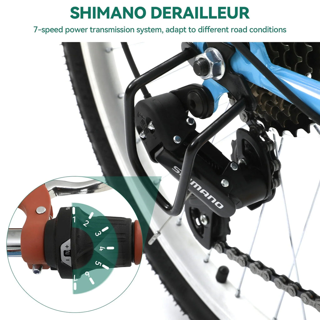 Moasis24/ 26 Cruiser-Fahrrad mit 7 Gängen, verstellbarer Tiefeinstieg, Pendlerfahrrad