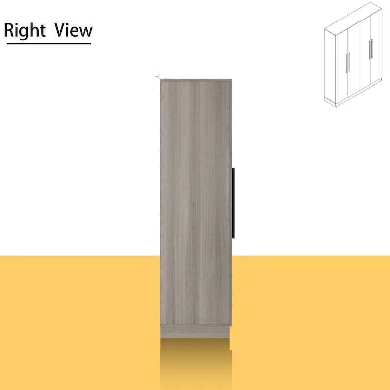 Moderne vrijstaande kledingkast van massief hout met opbergplanken
