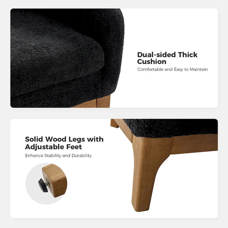 Poltrona a botte Augus Modern Boucle con gambe in legno massello di HULALA HOME