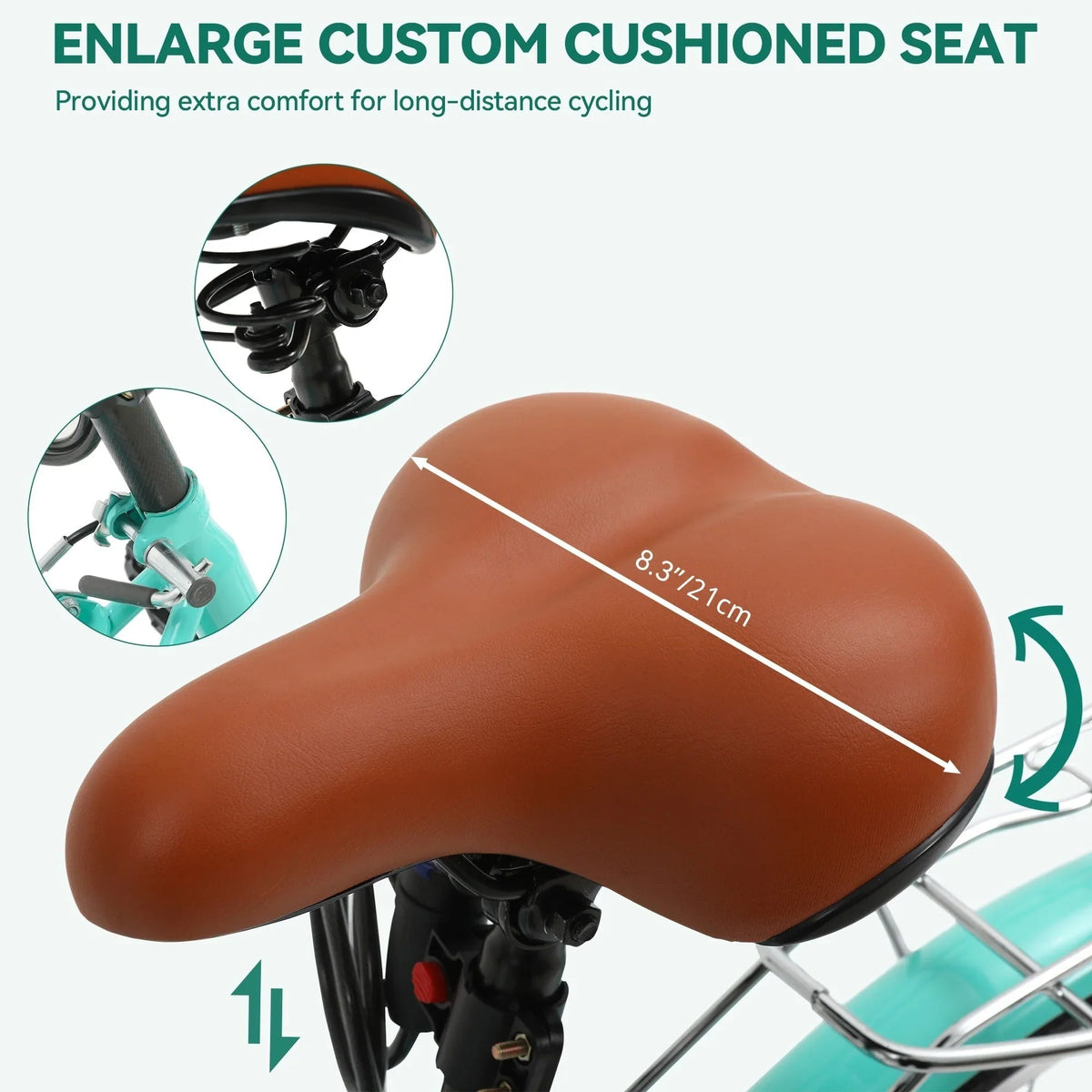 Moasis24/ 26 Cruiser-Fahrrad mit 7 Gängen, verstellbarer Tiefeinstieg, Pendlerfahrrad